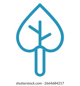 Icono de hoja azul estilizado con bordes redondeados y diseño simple