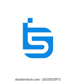 Uma letra azul estilizada "B" ou "LS" com um canto superior esquerdo pixelizado, dando-lhe uma estética digital ou inspirada na tecnologia