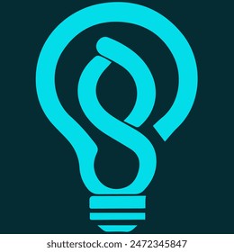 A stylized blue light bulb with a wavy, sinuous shape.