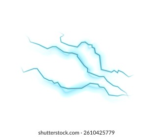 Stylized blue lightning bolt with glowing electric outline on white background. Perfect for game interfaces, energy effects, sci-fi design, or cartoon electric visual overlays.

