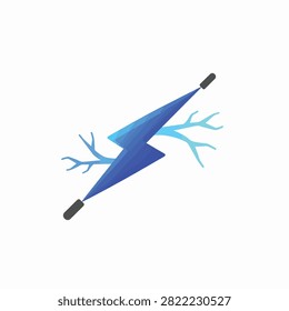 Stylized blue lightning bolt with icy branch details vector graphic