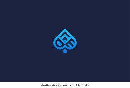 A stylized blue logo resembling a heart or drop shape on a dark background.