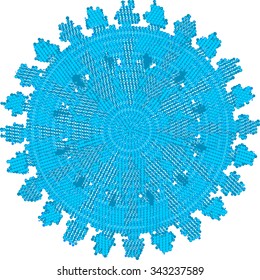 Stylized blue mandala on white background. Design element.  Vector illustration.