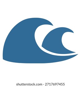 Icono azul estilizado de la onda del océano que representa la cultura del surf y el poder del elemento del agua del mar