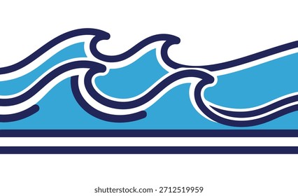 Elemento gráfico estilizado de ondas azuis do oceano para borda de projetos de design