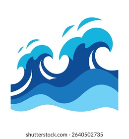 Stylized blue ocean waves with whitecaps and overlapping layers vector illustration