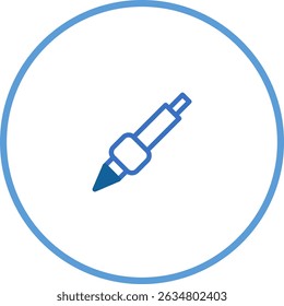 Stylized Blue Pen Icon Isolated on White Background in a Circular Frame