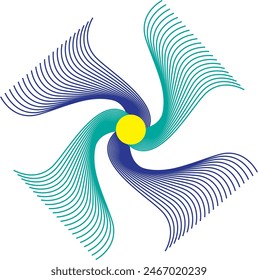 Stylized Blue                                                                                                                                                              Pinwheel. Editable Clip Art. 
