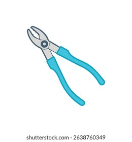 Stylized blue pliers illustration on a solid White Background