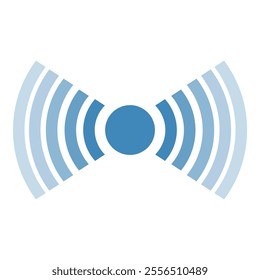 Stylized blue radio waves emanating from a central point, symbolizing wireless communication and broadcast