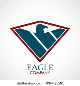 stylized blue red color geometric eagle logo