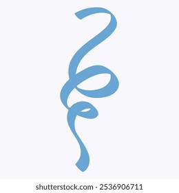 A stylized blue ribbon design with flowing curves and loops.
