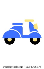 Stylized blue scooter graphic.
Simple two-wheeled vehicle icon.
Minimalist motor scooter drawing.

