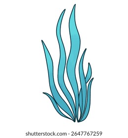 Algas azuis estilizadas ou planta aquática em um estilo cartoon. Ideal para temas subaquáticos, cenas de natureza de fantasia ou ilustrações do ambiente oceânico.