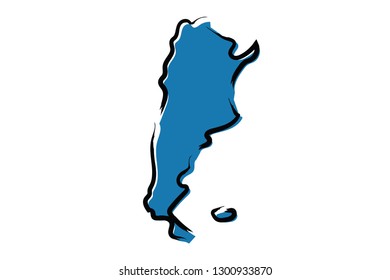 Stylized blue sketch map of Argentina