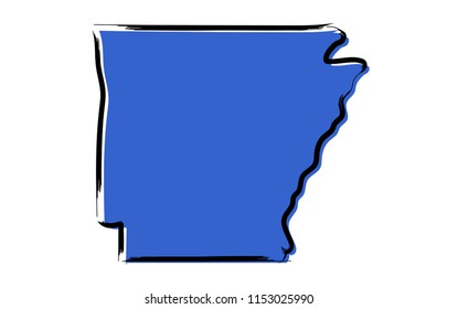 Stylized blue sketch map of Arkansas