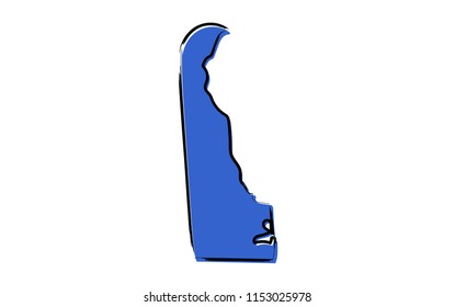 Stylized blue sketch map of Delaware