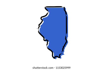 Stylized blue sketch map of Illinois