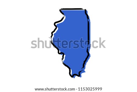Stylized blue sketch map of Illinois