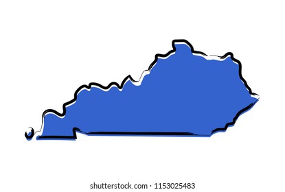Stylized blue sketch map of Kentucky