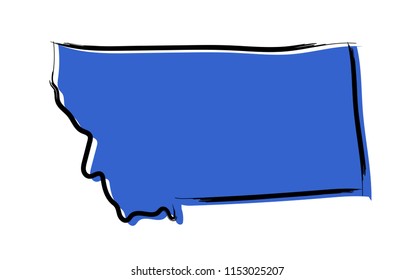 Stylized blue sketch map of Montana