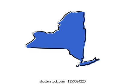 Stylized blue sketch map of New York