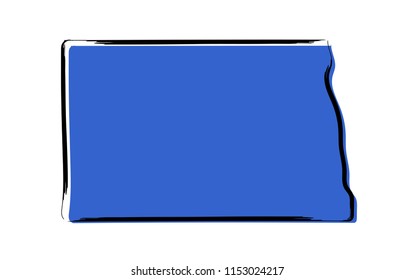 Stylized blue sketch map of North Dakota