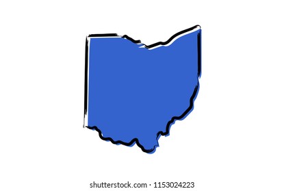 Stylized blue sketch map of Ohio