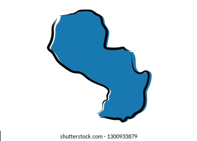 Stylized blue sketch map of Paraguay