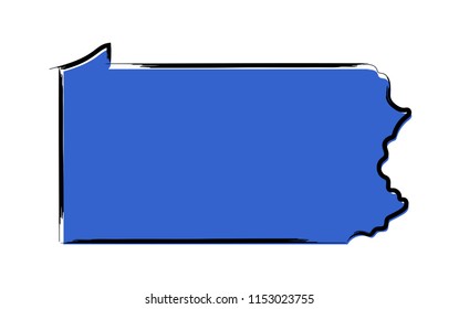 Stylized blue sketch map of Pennsylvania