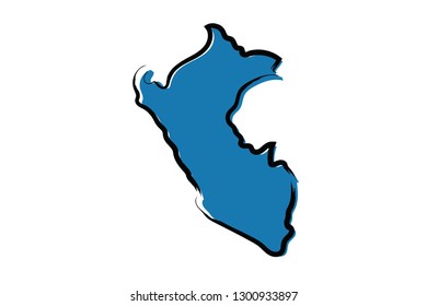 Stylized blue sketch map of Peru