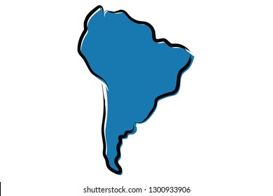 Stylized blue sketch map of South America