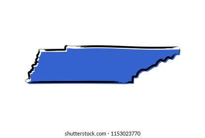 Stylized blue sketch map of Tennessee