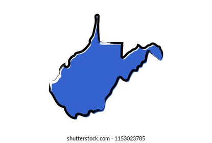 Stylized blue sketch map of West Virginia
