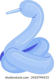 Serpiente azul estilizada enrollada con lengua sobresaliente. Imagen moderna de la ilustración vectorial del tema de la vida silvestre serpente.