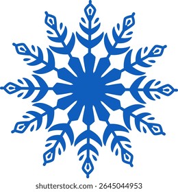 Copo de nieve azul estilizado que captura la esencia del invierno, evocando sensaciones de Navidades, temperaturas frías y belleza helada, ideal para diseños temáticos invernales o vacacionales