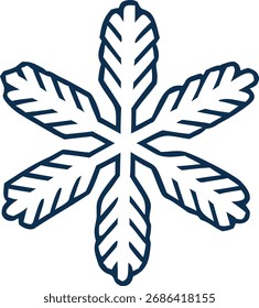 Stylized Blue Snowflake Icon on a vector Illustration White Background, Winter Symbol