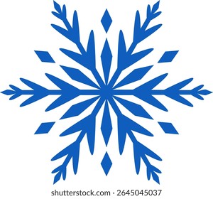 Copo de nieve azul estilizado que descansa sobre un fondo blanco, capturando la esencia del invierno, la alegría de las Navidades y el espíritu encantador de las celebraciones del Año Nuevo