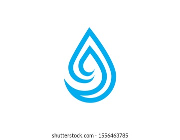 Stylized Blue Water Drop Logo Design Showcasing Movement Purity and Serenity for Hydration Products
