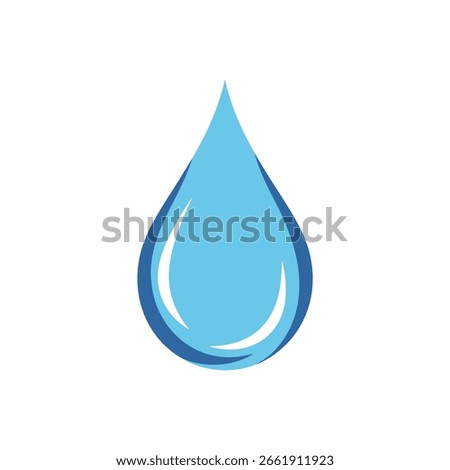 A stylized blue water drop with a white highlight, representing purity and liquid.