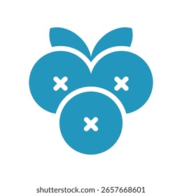 Arándanos azules estilizados con hojas: Ilustración vectorial simple en 