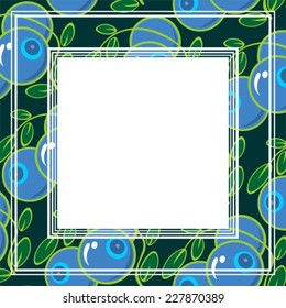 Stylized blueberry border and decorative white frame.
