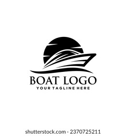 Stylized boat design minimalist watercraft graphic sunset sea vessel illustration
