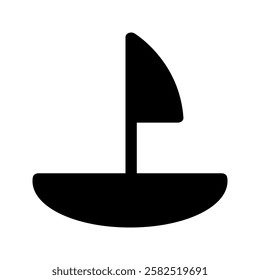 Stylized boat icon, emphasizing movement and exploration on open waters.