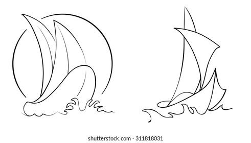 stylized boat and yacht