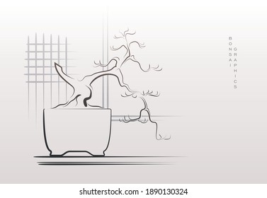Stylized bonsai tree in vector. 