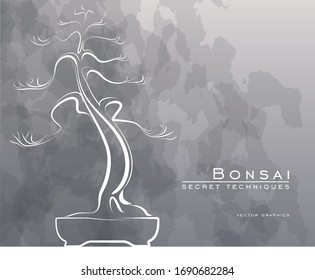 Stylized bonsai tree. Vector illustration.