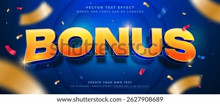 Stylized bonus jackpot text effect with confetti on blue background