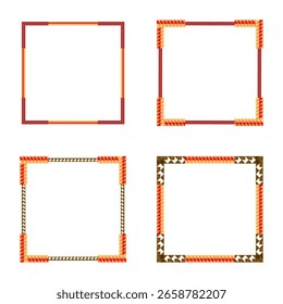 Stylized border icon. Drop shaped pattern. Bright corner detail. Vector square frame.