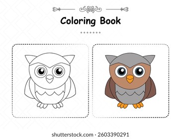Stylized Boreal Owl for Creative Coloring